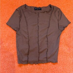 Streetwear Society Chocolate Brown Ribbed Short Sleeve Tee